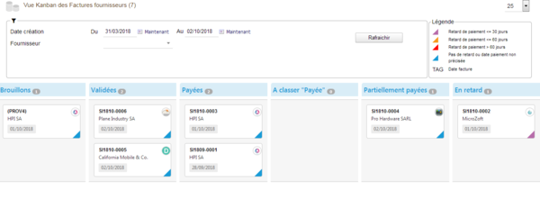 Dolibarr KanView module - Suppliers Invoices Kanban view